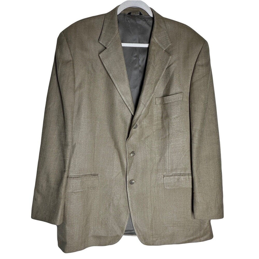 Chaps Ralph Lauren Mens 46L Brown Pure Silk Blazer Sport Coat Suit Jacket